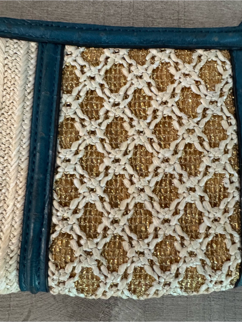 Galian New York aqua+ Gold Woven Raffia Clutch Wristlet | NWT / As-Is - Picture 5 of 12
